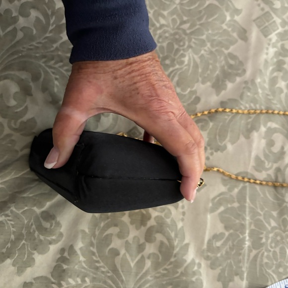 Sasha Clutch or Crossbody/Shoulder Black and Gold Silk Bag - Picture 6 of 8